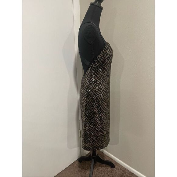 Marc Bouwer Black & Gold Sequined Dress Size 10 - Picture 6 of 12